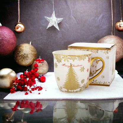 Kubek filiżanka świąteczna w pudełku porcelana prezent świąteczny mikołajki