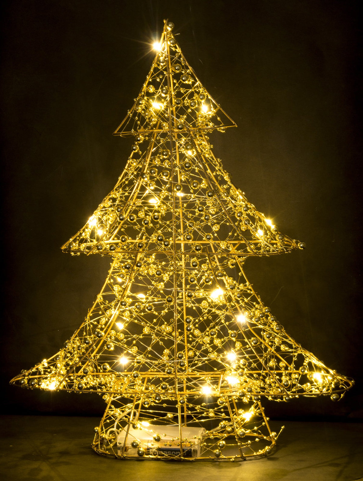 Ozdoba choinka LED metalowa złota 40x33x8 cm