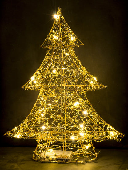 Ozdoba choinka LED metalowa złota 40x33x8 cm