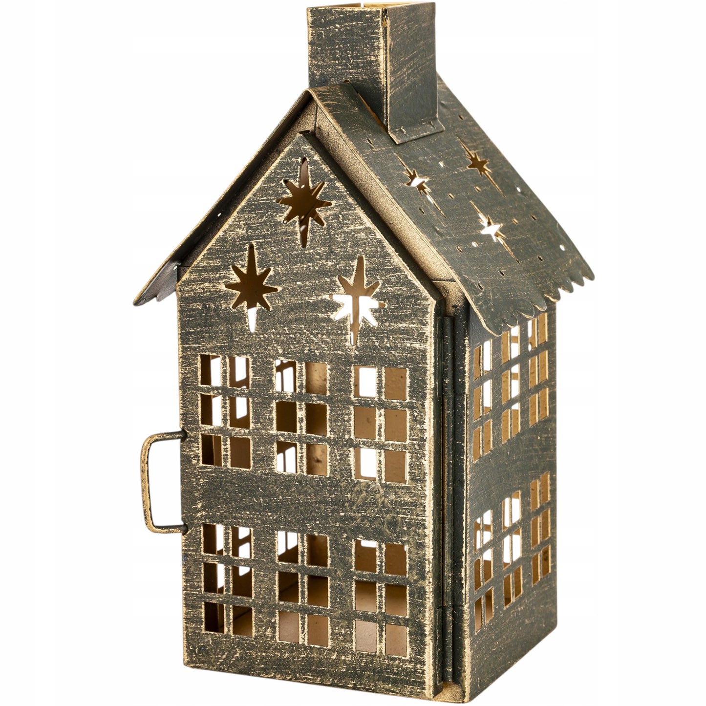 Dekoracja Domek metalowy lampion świecznik 20x11,5x10cm latarenka