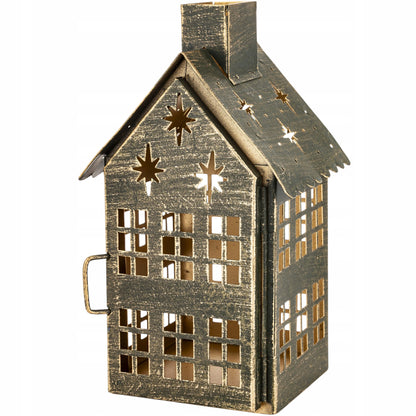 Dekoracja Domek metalowy lampion świecznik 20x11,5x10cm latarenka