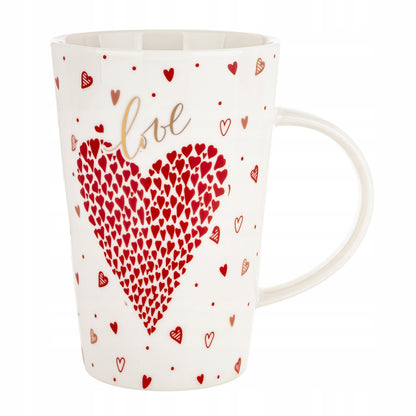 Duży porcelanowy kubek w pudełku czerwony na walentynki prezent 450 ml