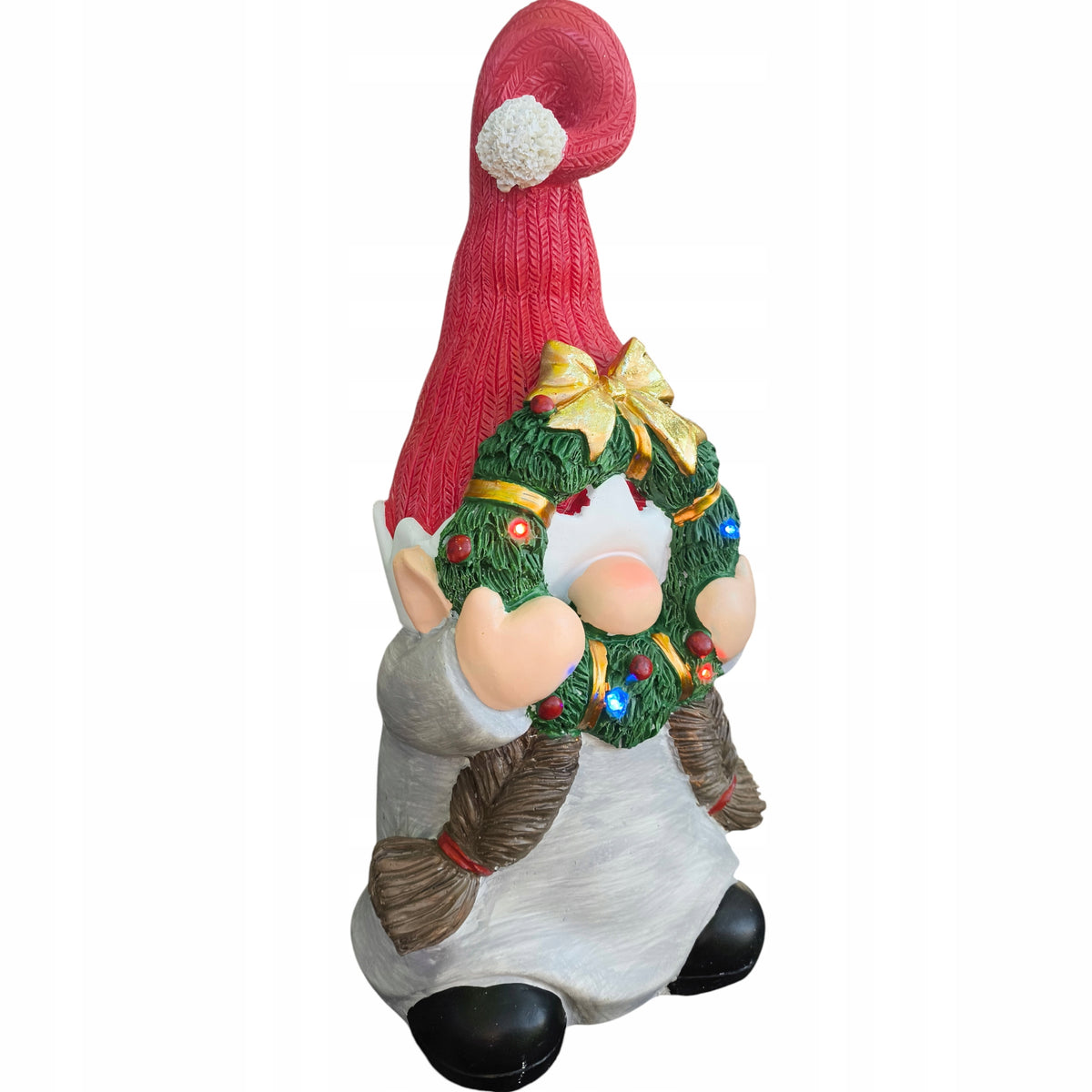 figurka świąteczna LED duży krasnal świąteczny gnom skrzat 38cm