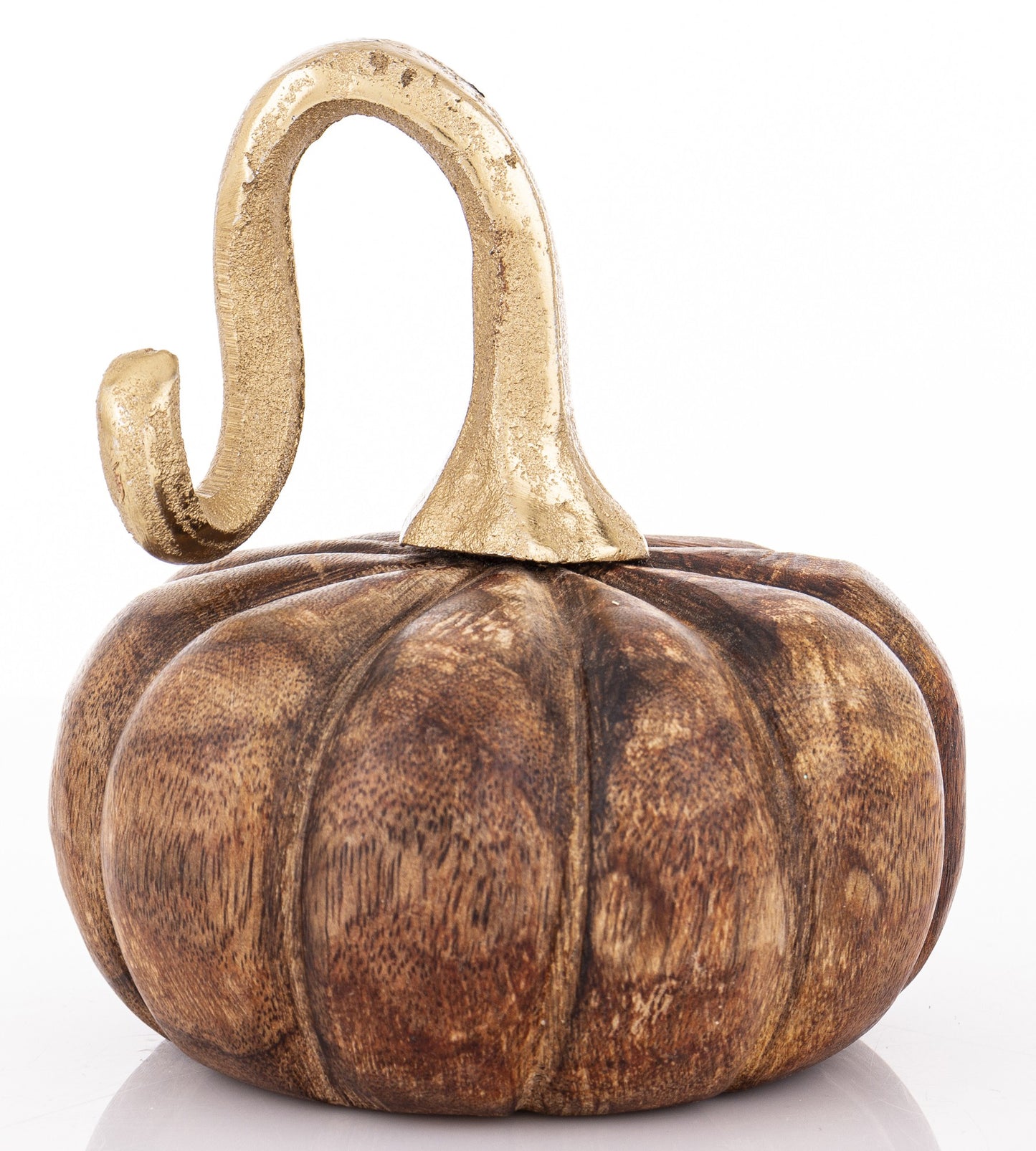 Ozdoba jesienna dynia drewniana brązowa 13x12x12 cm