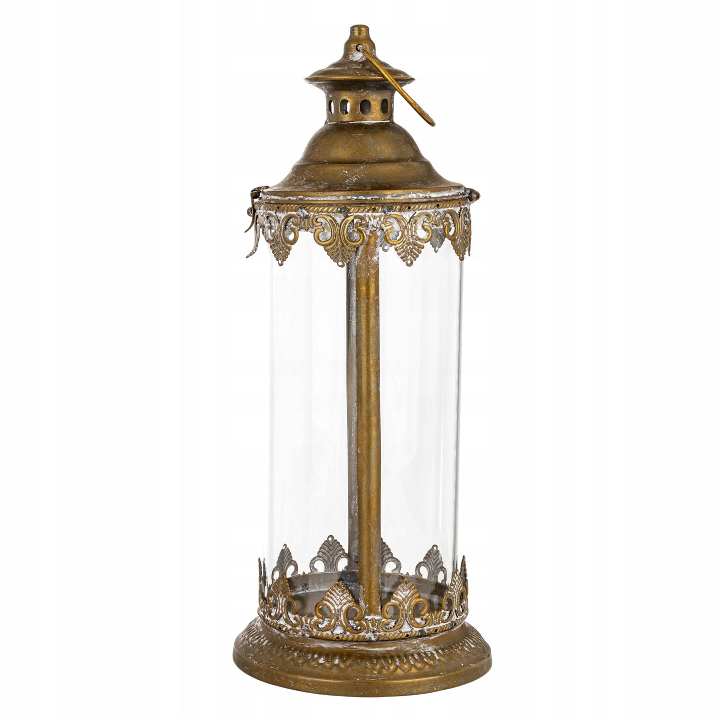 Lampion 45 cm metalowy India House Złoty Metal i Szkło Styl Orientalny