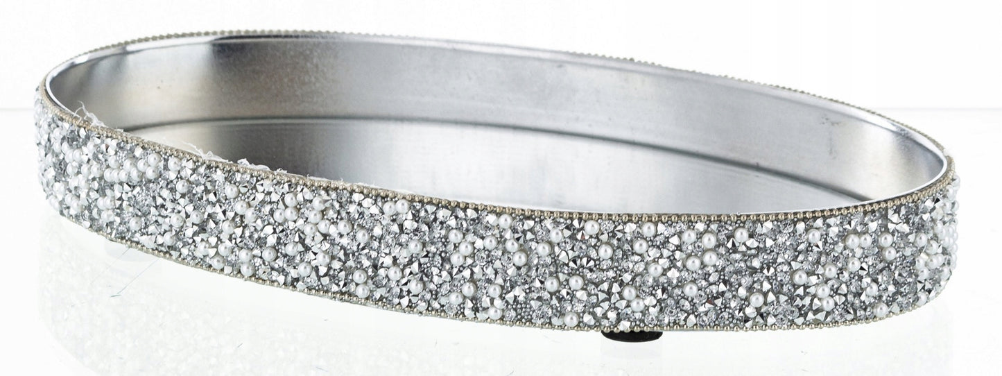 TACA DEKORACYJNA LUSTRZANA SREBRNA GLAMOUR 18,5x11,5cm podstawka lustro