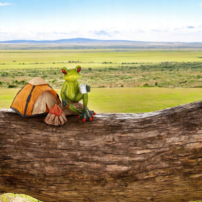 Figurka żaba żabka na wakacjach mistrz Campingu