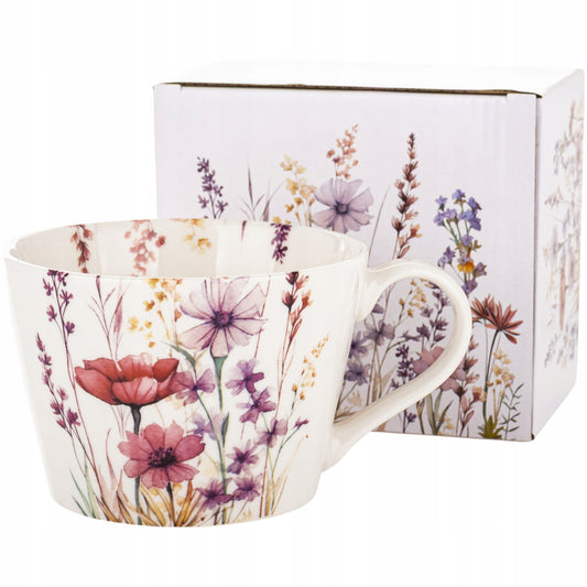 Porcelanowy Kubek Floral Garden duży wiosenny boho w kwiaty 450 ml