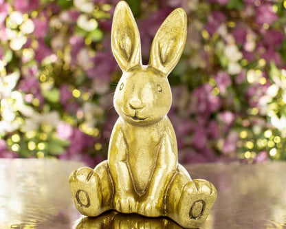 figurka zając królik zajączek siedzący złoty 16,5 cm ozdoba wielkanocna