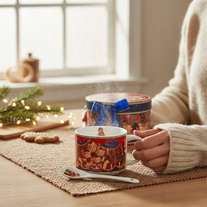 kubek filiżanka w ozdobnym pudełku świąteczna zestaw na prezent miś 320 ml