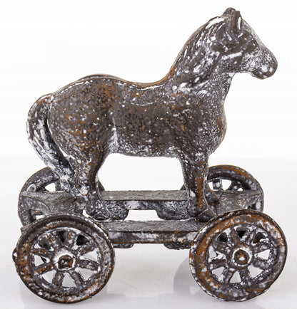 Figurka Metalowa Koń na Kółkach Vintage Loft Retro 13,5cm żeliwny dekoracja