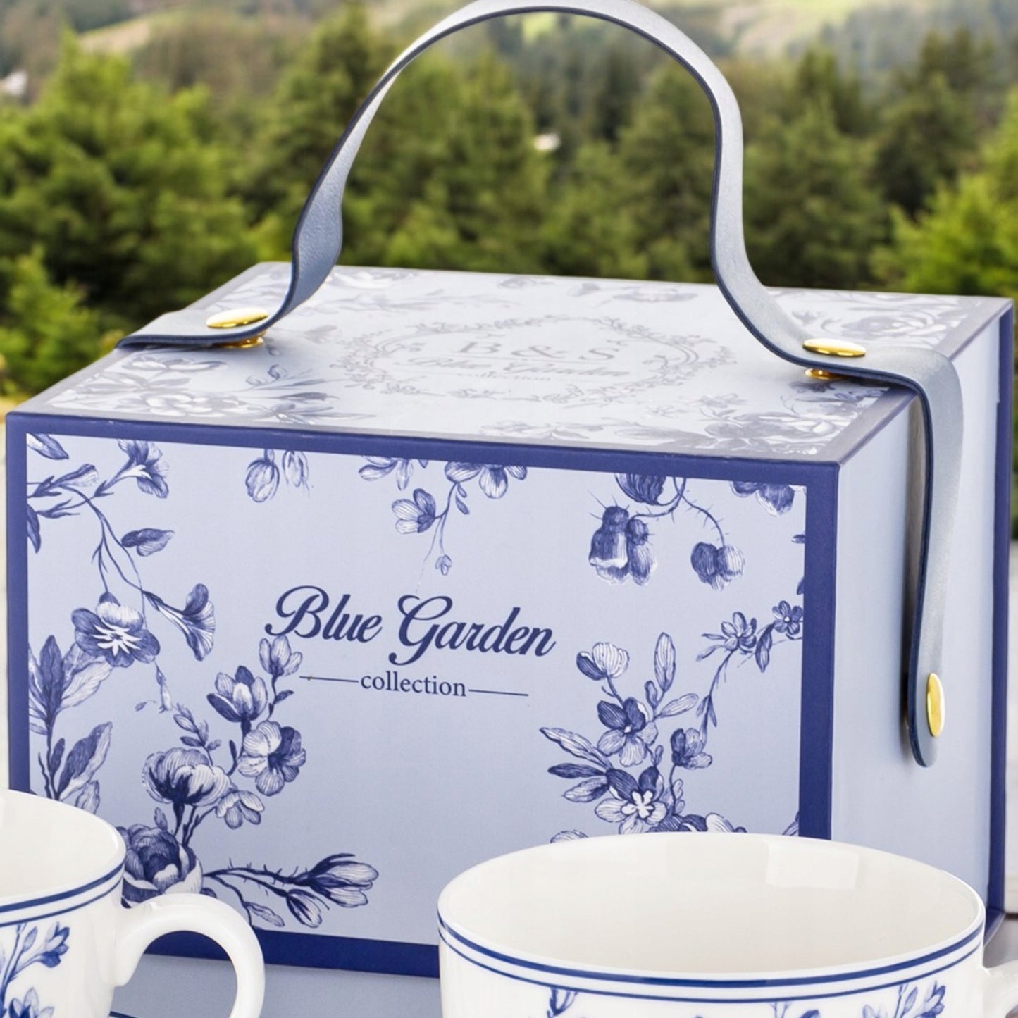 zestaw komplet filiżanek niebieski Filiżanka 2szt w pudełku porcelana