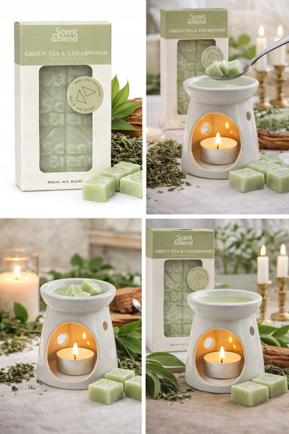 Wosk zapachowy do kominka Green Tea & Cedarwood 60 g cedr zielona herbata