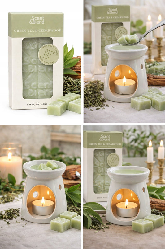 Wosk zapachowy do kominka Green Tea & Cedarwood 60 g cedr zielona herbata