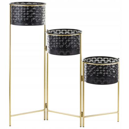 Kwietnik metalowy ażurowy czarny złoty loft glamour 70 cm