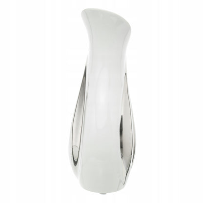 Wazon ceramiczny biało-srebrny 30,5 cm glamour modern biały srebrny