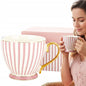Kubek porcelanowy w pudełku na prezent różowy biały porcelana 450 ml
