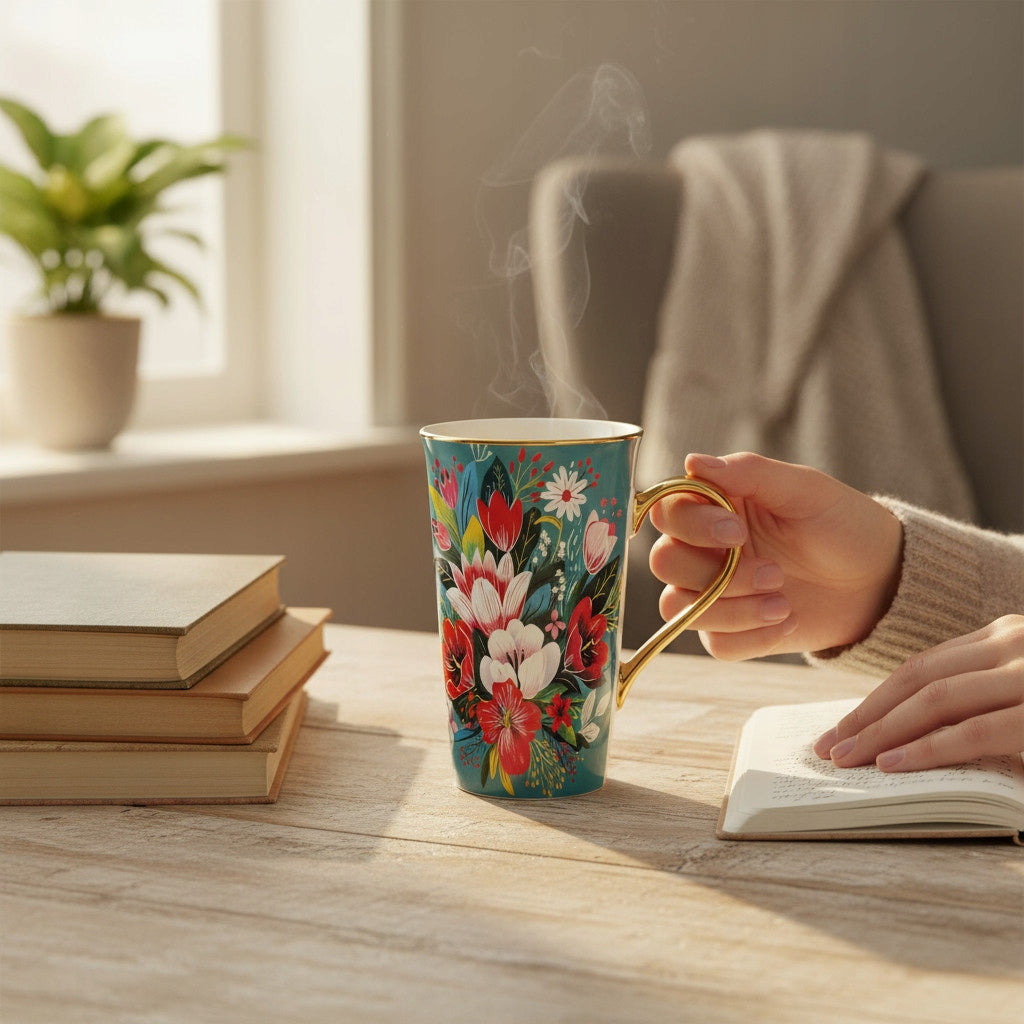 Porcelanowy Duży ozdobny kubek XXL w pudełku na prezent 700ml