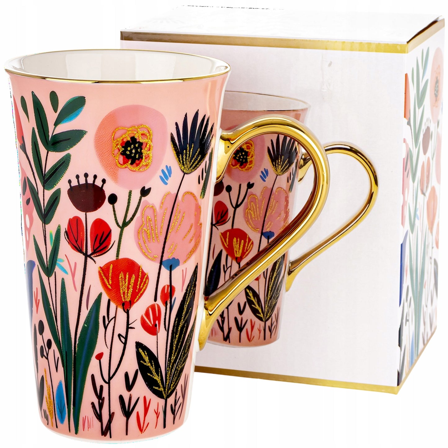 Porcelanowy Duży ozdobny kubek XXL w pudełku na prezent 700ml