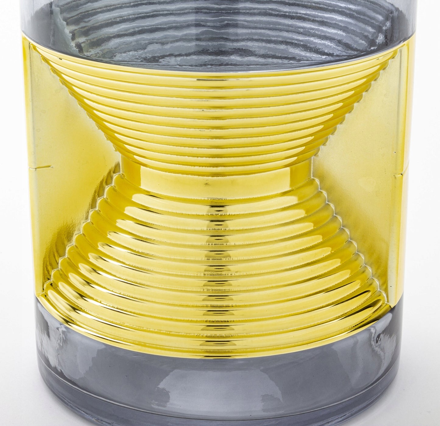 Ozdobny wazon szklany 24,5 cm szary złoty