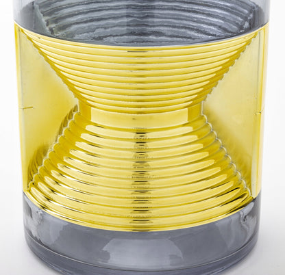 Ozdobny wazon szklany 24,5 cm szary złoty