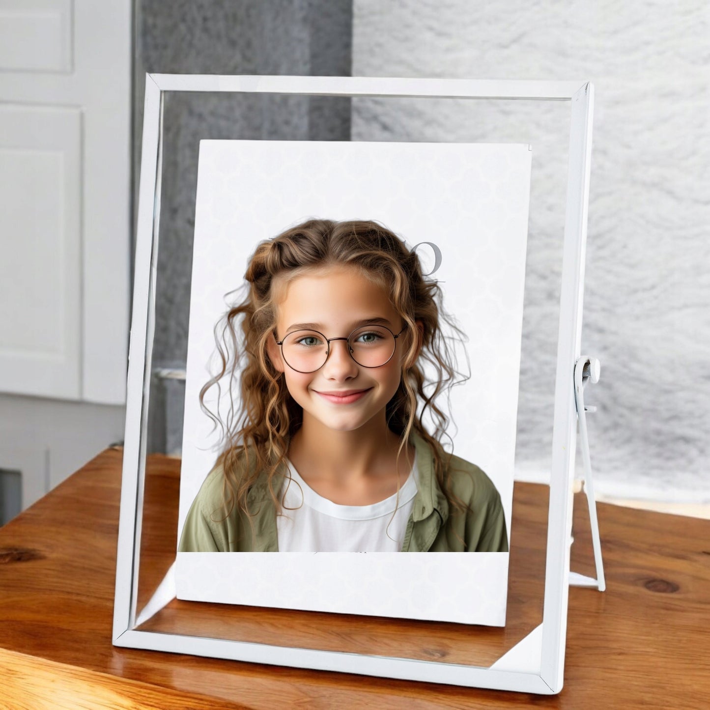 Ramka biała float na jedno zdjęcie 24 x 21,5 cm foto 15x20 metalowa