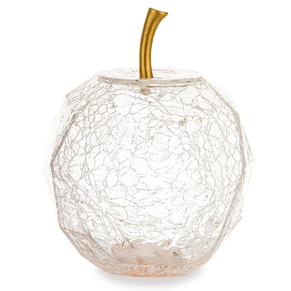 Ozdoba szklana jabłko LED przeźroczysty szkło 19x14x14 cm