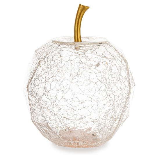 Ozdoba szklana jabłko LED przeźroczysty szkło 19x14x14 cm