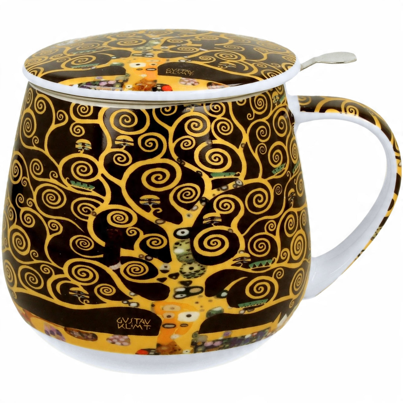 Kubek baryłka z zaparzaczem w pudełku Duo Gustav Klimt porcelana 430 ml
