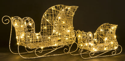 Ozdoba Sanie Led Kpl. 2 Szt złoty tworzywo sztuczne 21x35x14 36x46x21 cm