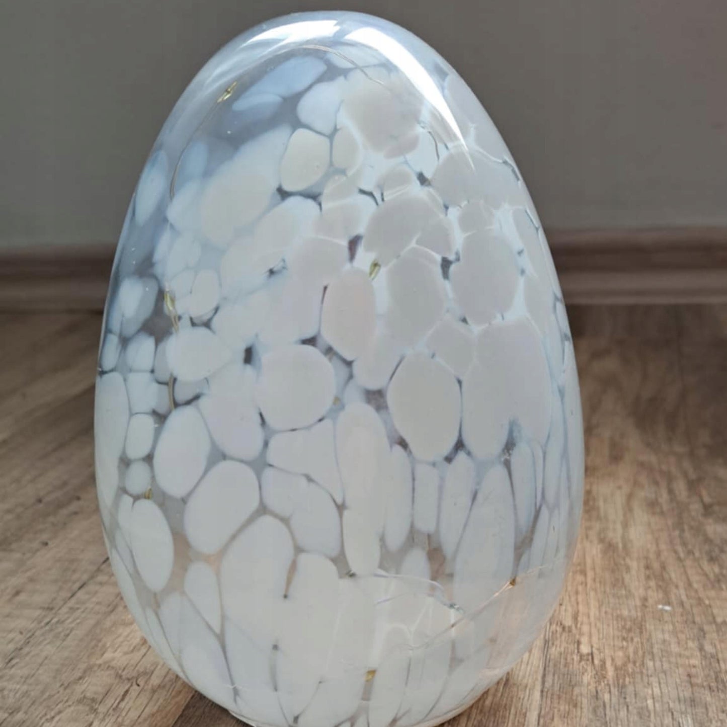 Szklane jajo lampion pisanka LED XXL białe wielkanocna figurka