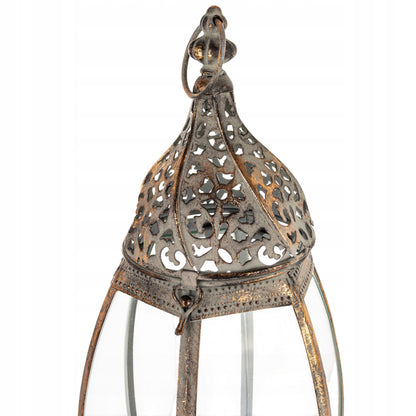 Lampion Latarenka Świecznik Metal Szkło Loft Rustykalny marokański 53 cm