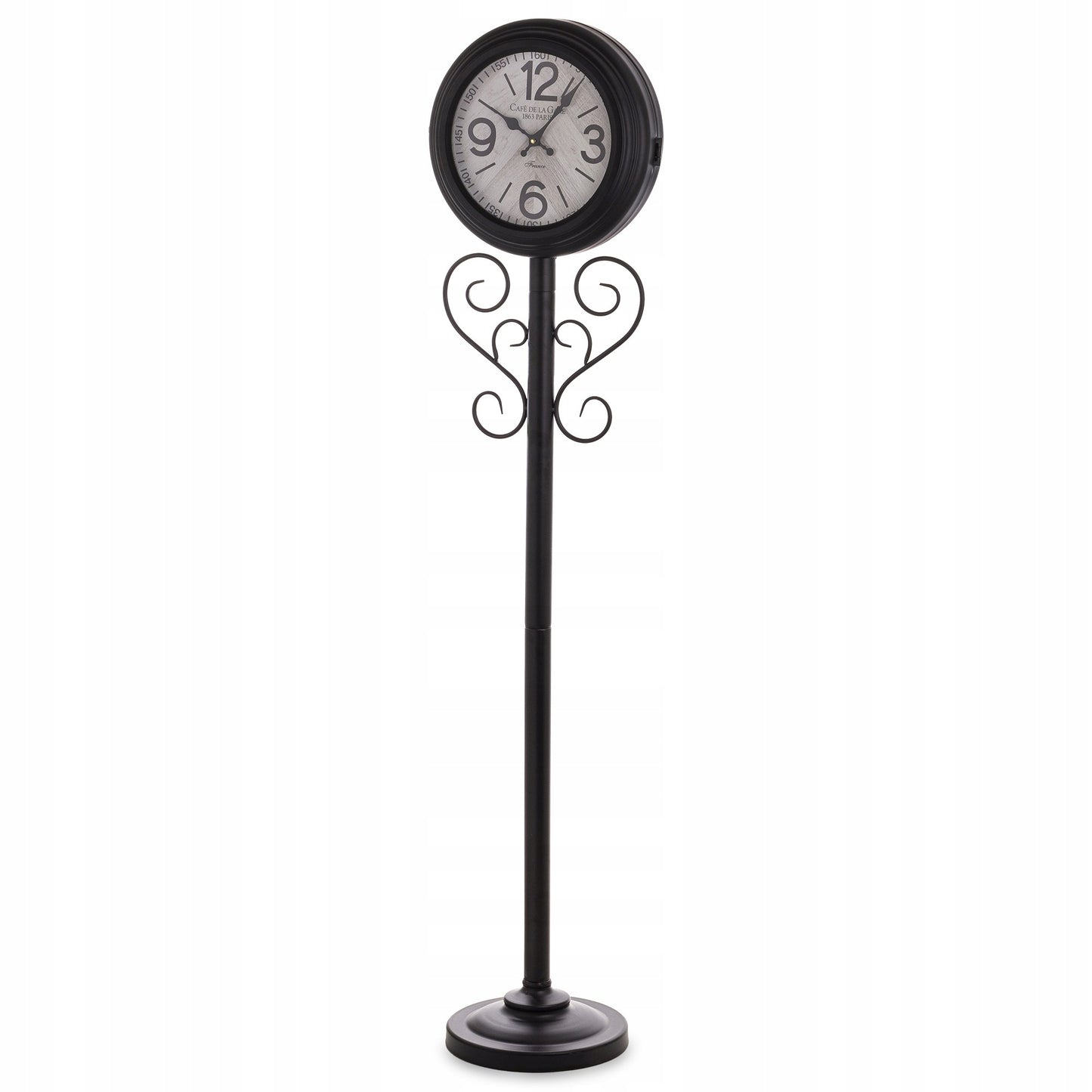 Zegar podłogowy metalowy czarny mat na nodze loft retro 151cm