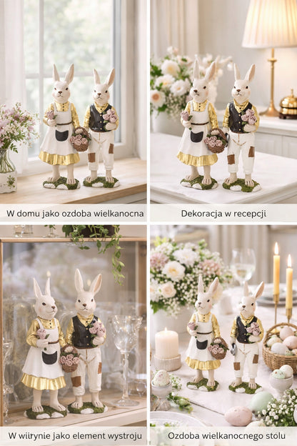 komplet 2 szt figurka wielkanocna Pan i Pani zając zajączek królik
