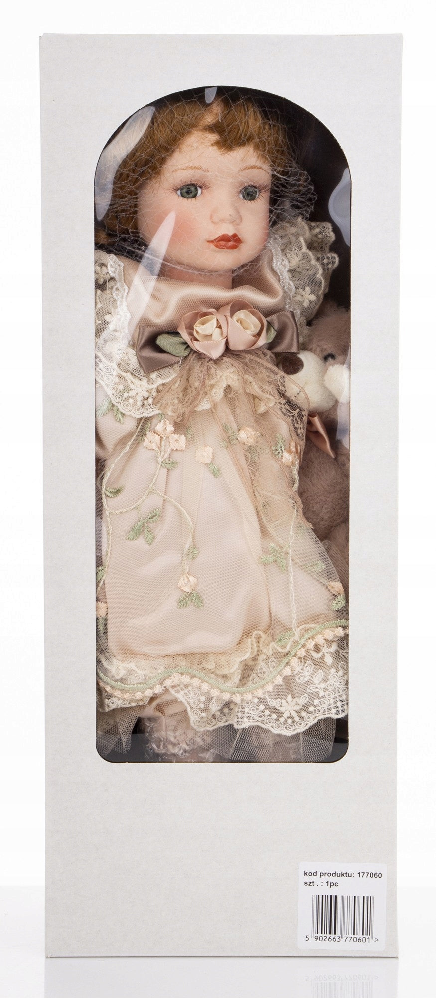 Lalka z misiem kolekcjonerska Figurka porcelanowa lala