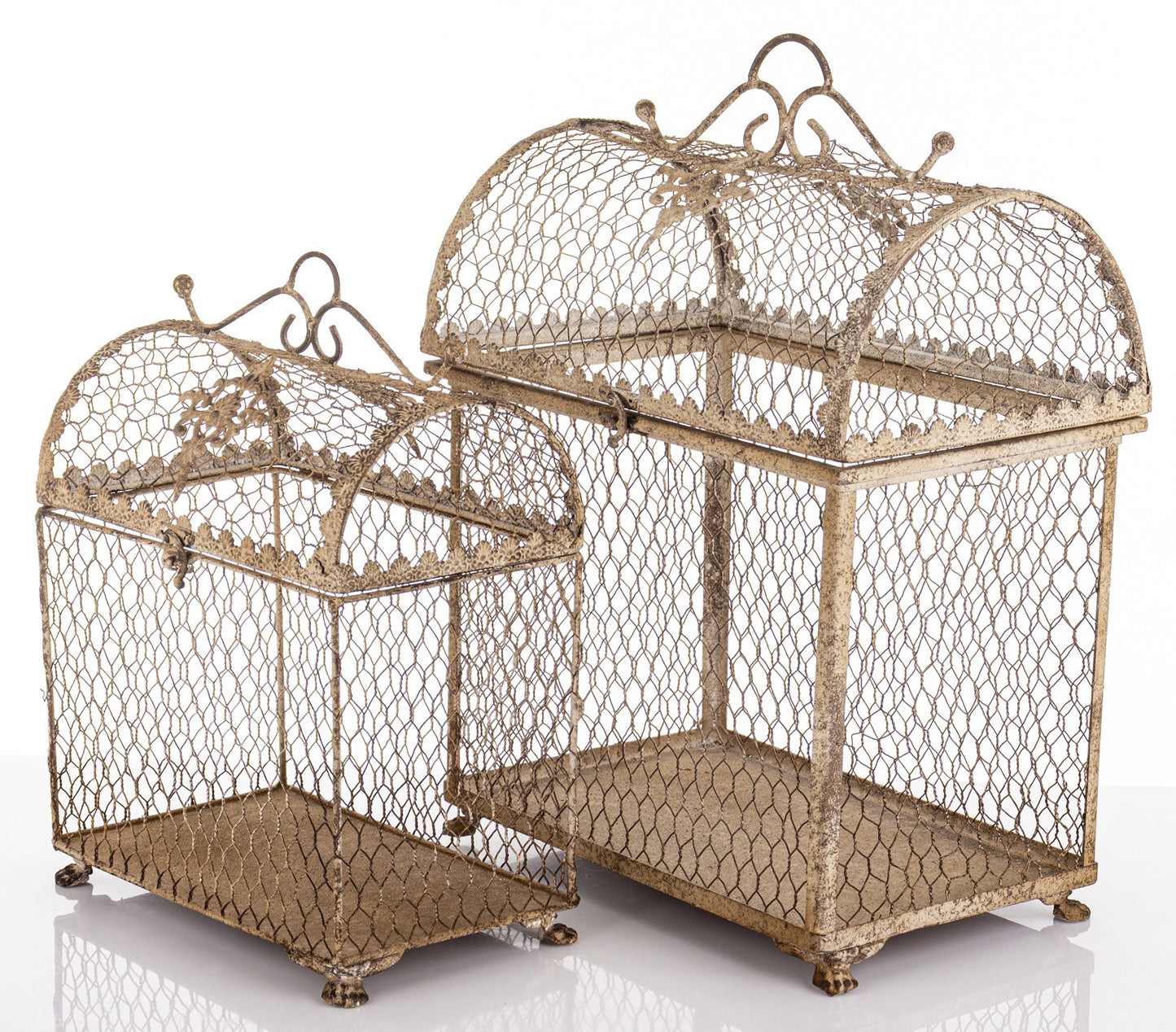 Klatka dekoracyjna metalowa komplet 2 szt. brązowy 50x35x23 39x27x18