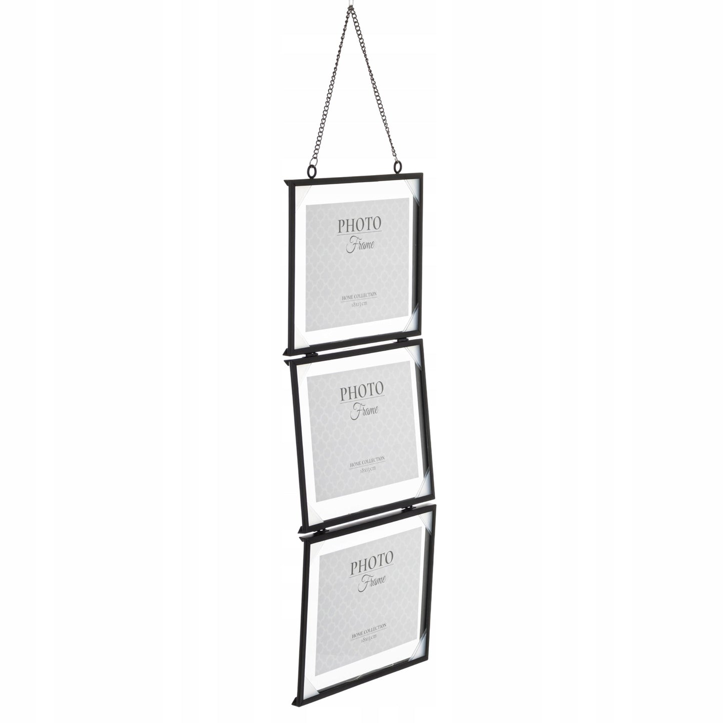 Ramka zawieszana potrójna metalowa na 3 zdjęcia 18x13 cm kolaż multiramka