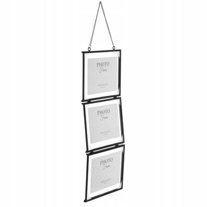 Ramka zawieszana potrójna metalowa na 3 zdjęcia 18x13 cm kolaż multiramka