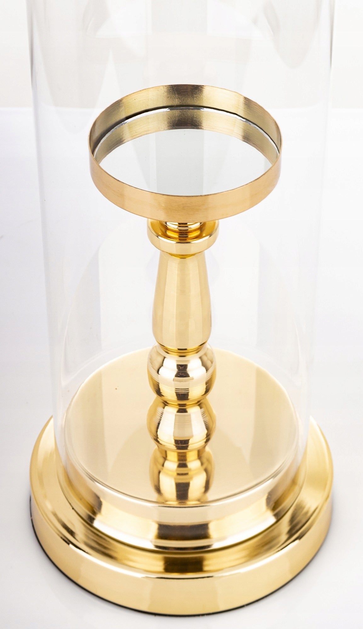 Świecznik metalowy złoty wysoki szkło glamour szklany 41cm