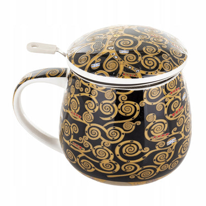Kubek baryłka z zaparzaczem w pudełku Duo Gustav Klimt porcelana 430 ml