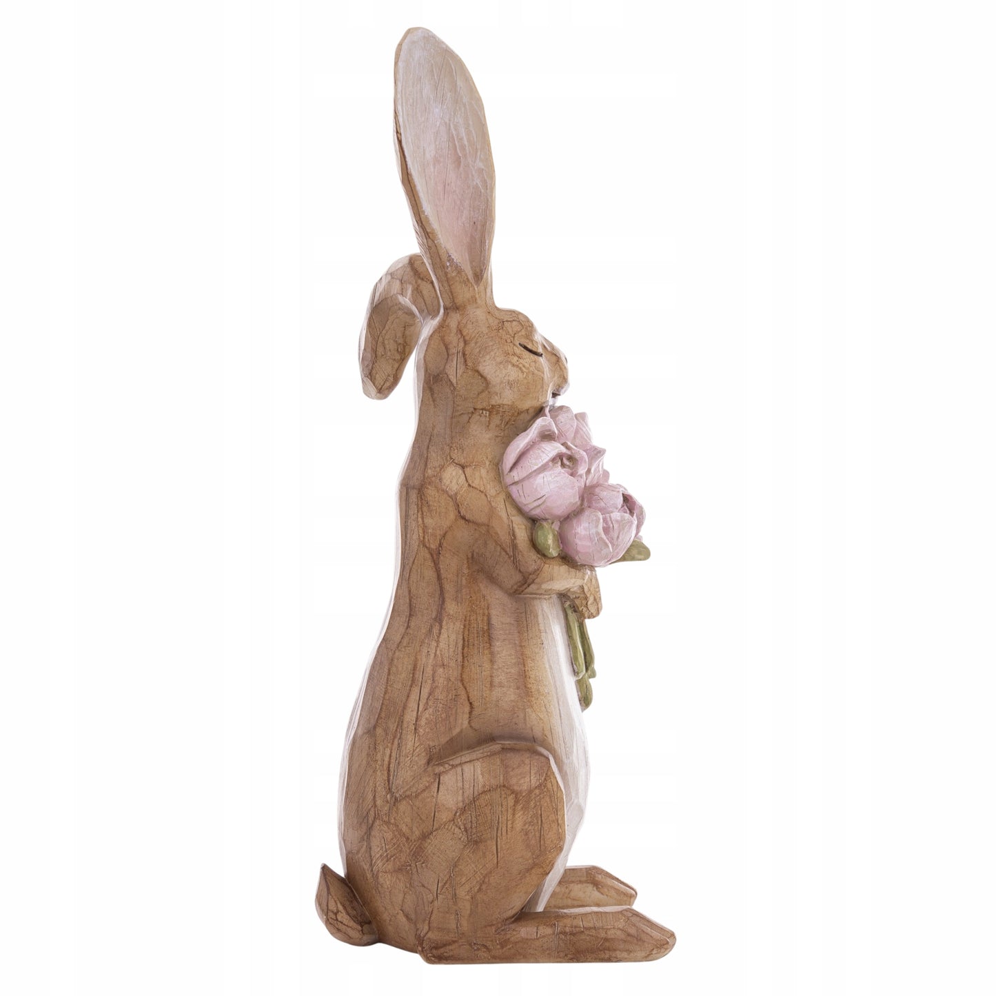 Figurka Królik Wielkanocny 45 cm Elegancka Dekoracja z Kwiatami XL wiosenna