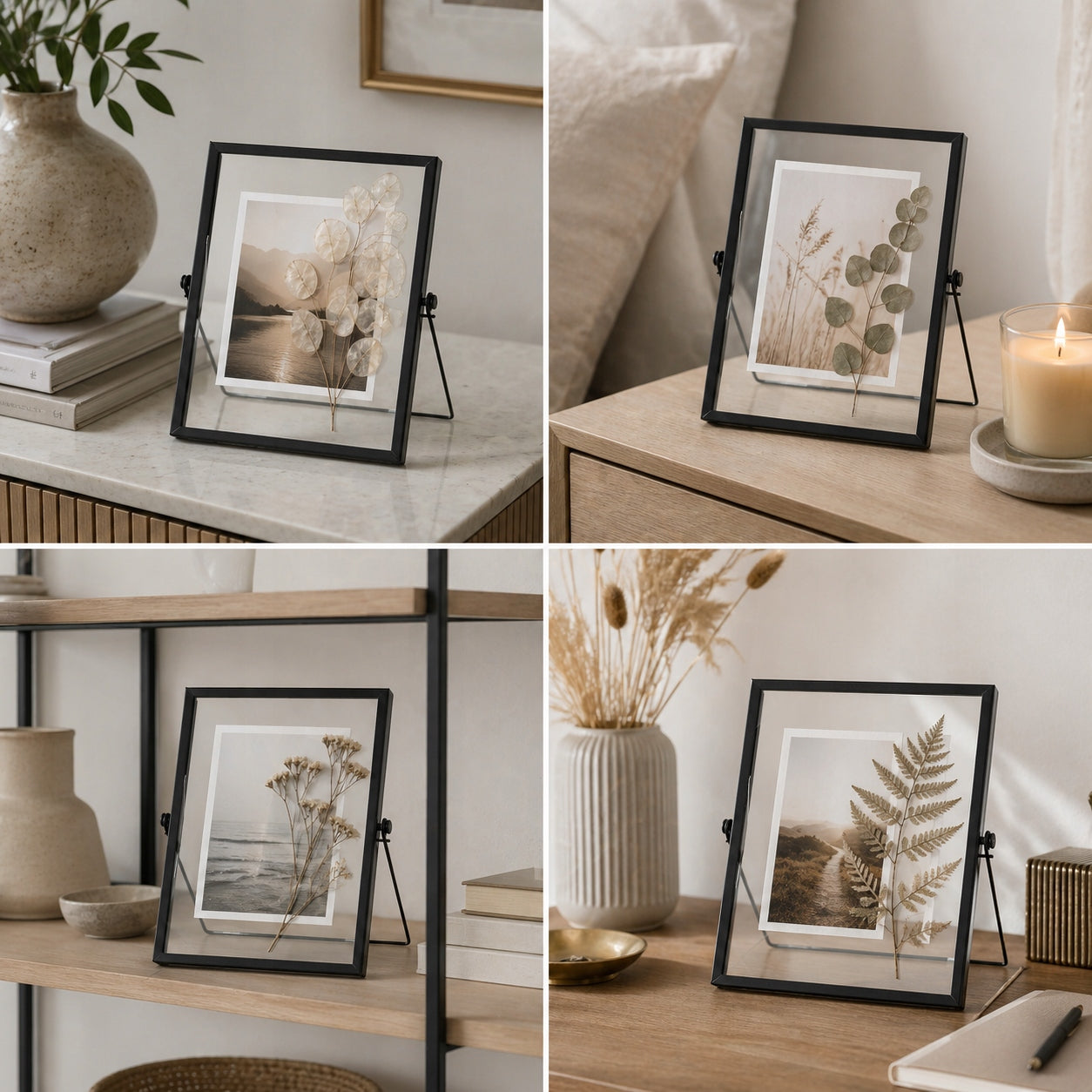 Ramka na zdjęcia czarna float stawiana pływająca loft zdjęcie13x18 metalowa
