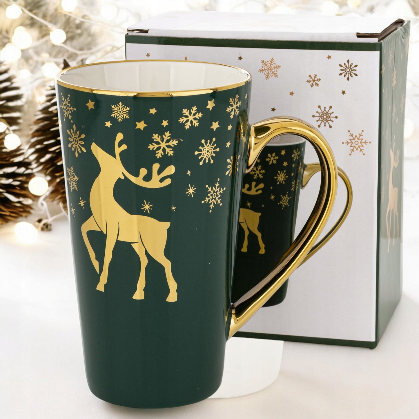 Kubek świąteczny porcelanowy w pudełku 450 ml duży prezent na mikołajki