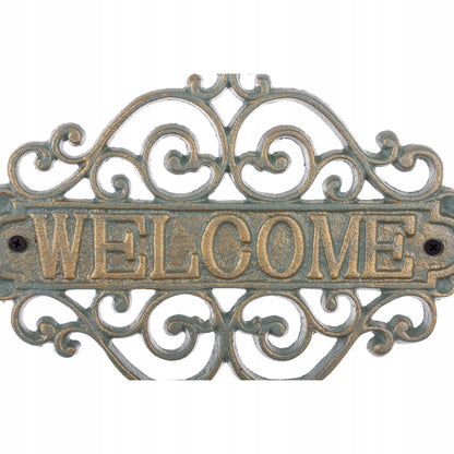 Dekoracja Żeliwna Ścienna tabliczka welcome powitalna ogrodowa metalowa