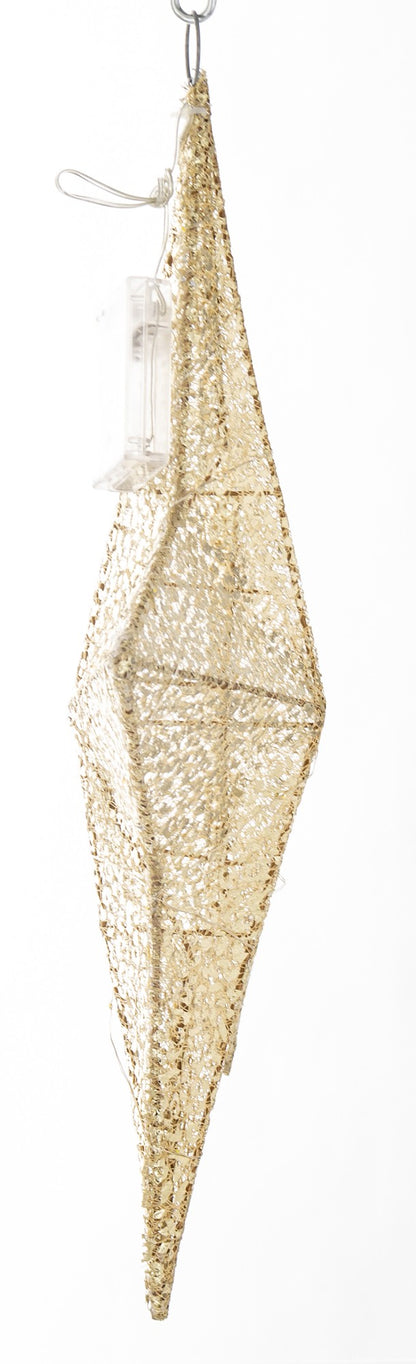 Ozdoba gwiazda LED tekstylna złota 47x52x8 cm