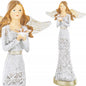 Aniołek FIGURKA ANIOŁ Z GOŁĘBIEM W AŻUROWEJ SUKIENCE 20CM