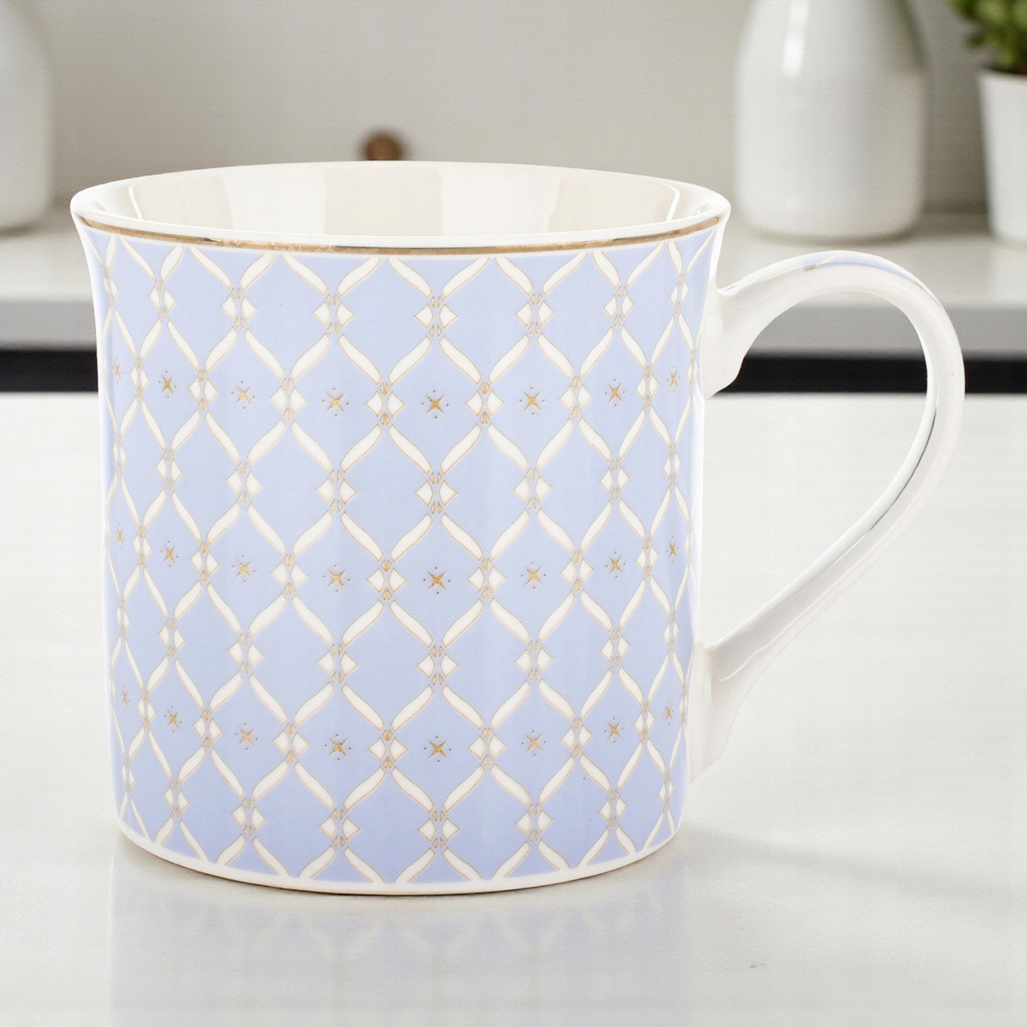 Kubek duży porcelanowy w pudełku niebieski na prezent 380 ml