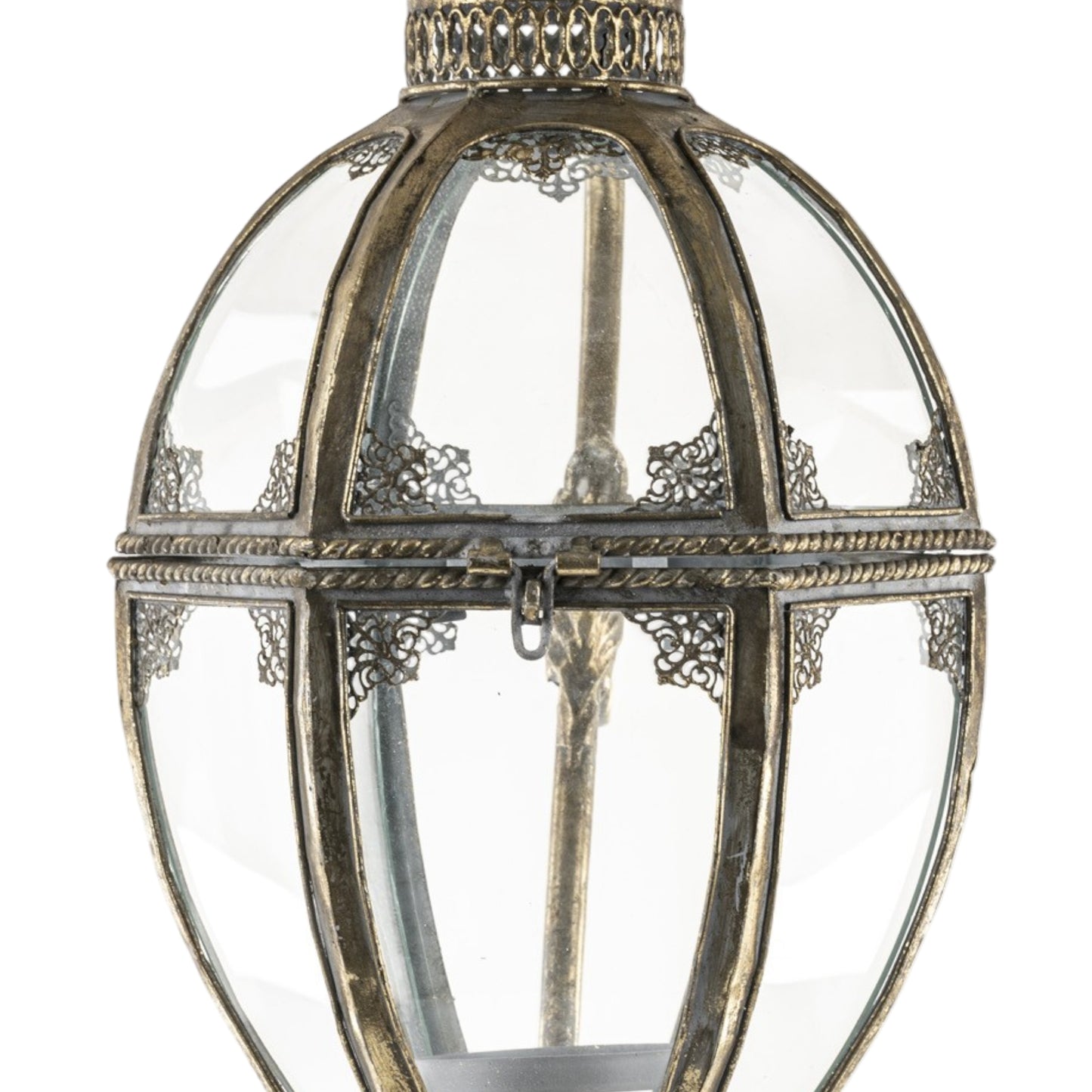 Lampion Złoty Retro Stojący Wiszący Świecznik Latarenka Metal Szkło 90 cm