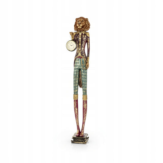 Figurka Pierrot Lew z Zegarkiem Dekoracja Statuetka Retro Vintage 78cm