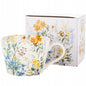 Duży kubek porcelanowy 450 ml do kawy herbaty kwiaty boho prezent zmywarka